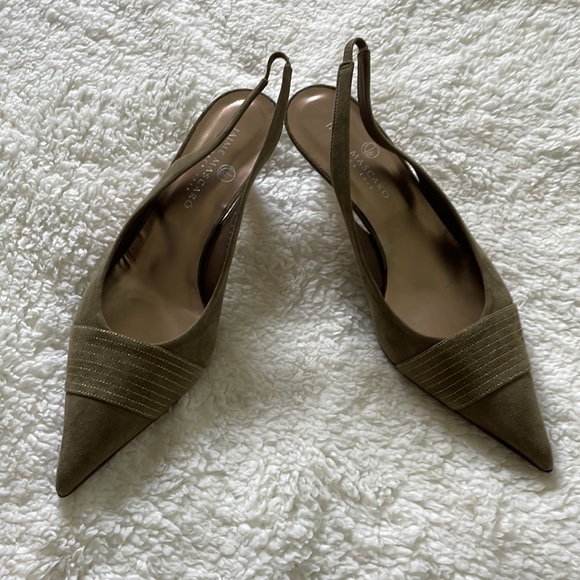 Jaime Mascaro Suede Angelia Neit Heels in Green/Brown Size-EU 41/USA 10 NWT - Picture 12 of 14